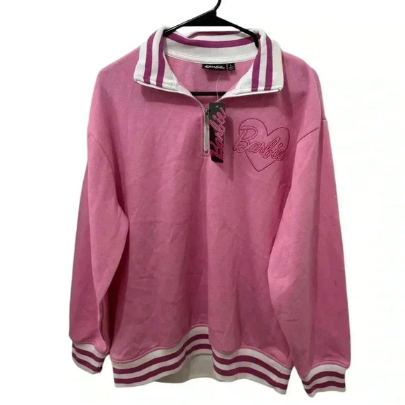 Barbie Pink 1/4 Zip Sweatshirt Size Large - Picture 1 of 6